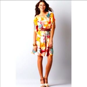 LOFT sun-kissed flowers tiered peasant dress sz XS